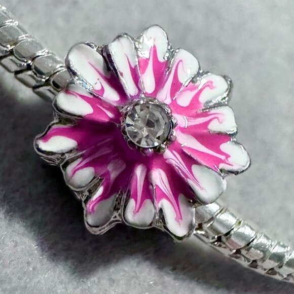 Pink Flower‎ Charm fits PANDORA - Picture 1 of 12